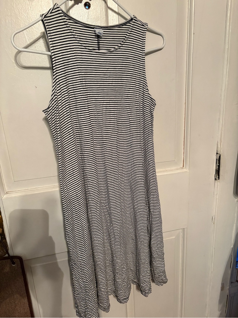 Old Navy Black & White Striped Sleeveless Midi Dress